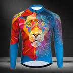 Lion Geometric Men's Cycling Long Sleeve Jerseys, Lion Cycling Jerseys For Mens CZ0062