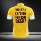 Where Is The Finish Beer Yellow Cycling Short Sleeve Men's Jersey, Funny Beer Cycling Jerseys CG0304