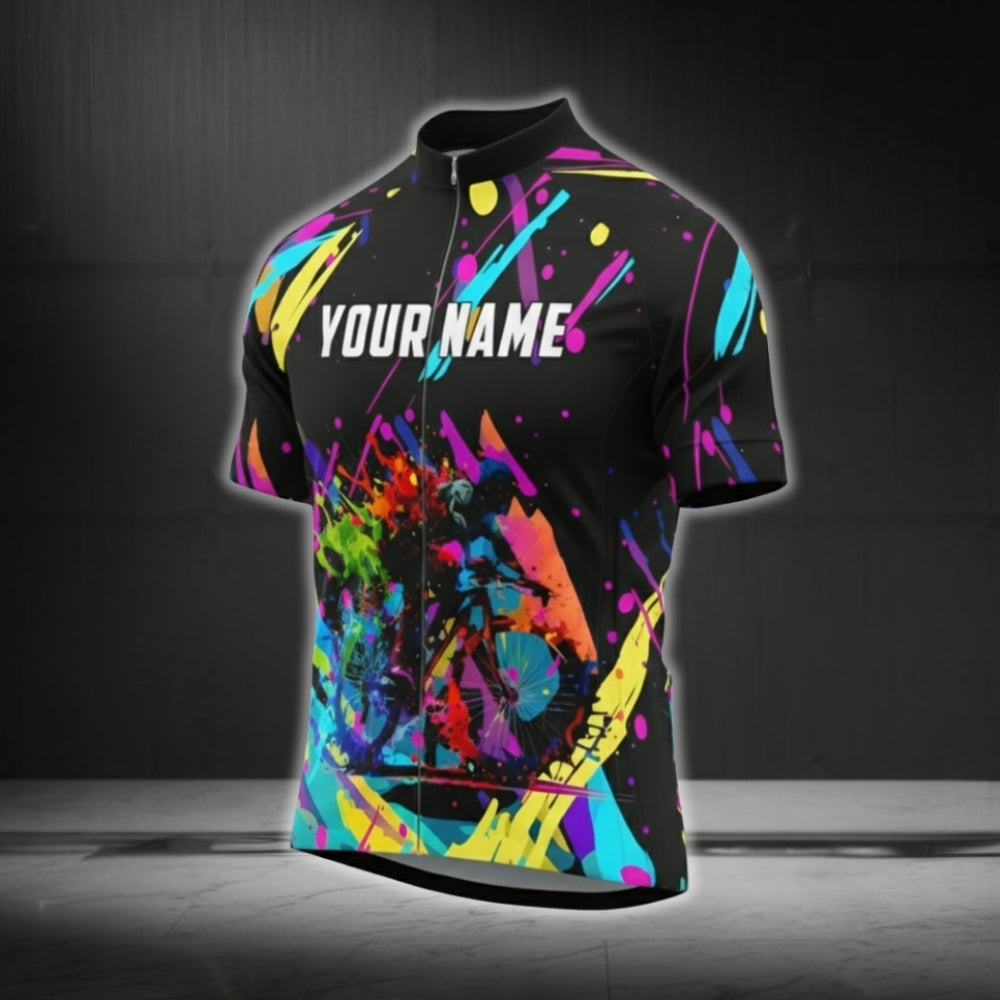 Custom Multicolor Graffiti Cycling Short Sleeve Jersey For Men, Custom Graffiti Cycling Jerseys CG0526