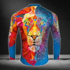 Lion Geometric Men's Cycling Long Sleeve Jerseys, Lion Cycling Jerseys For Mens CZ0062