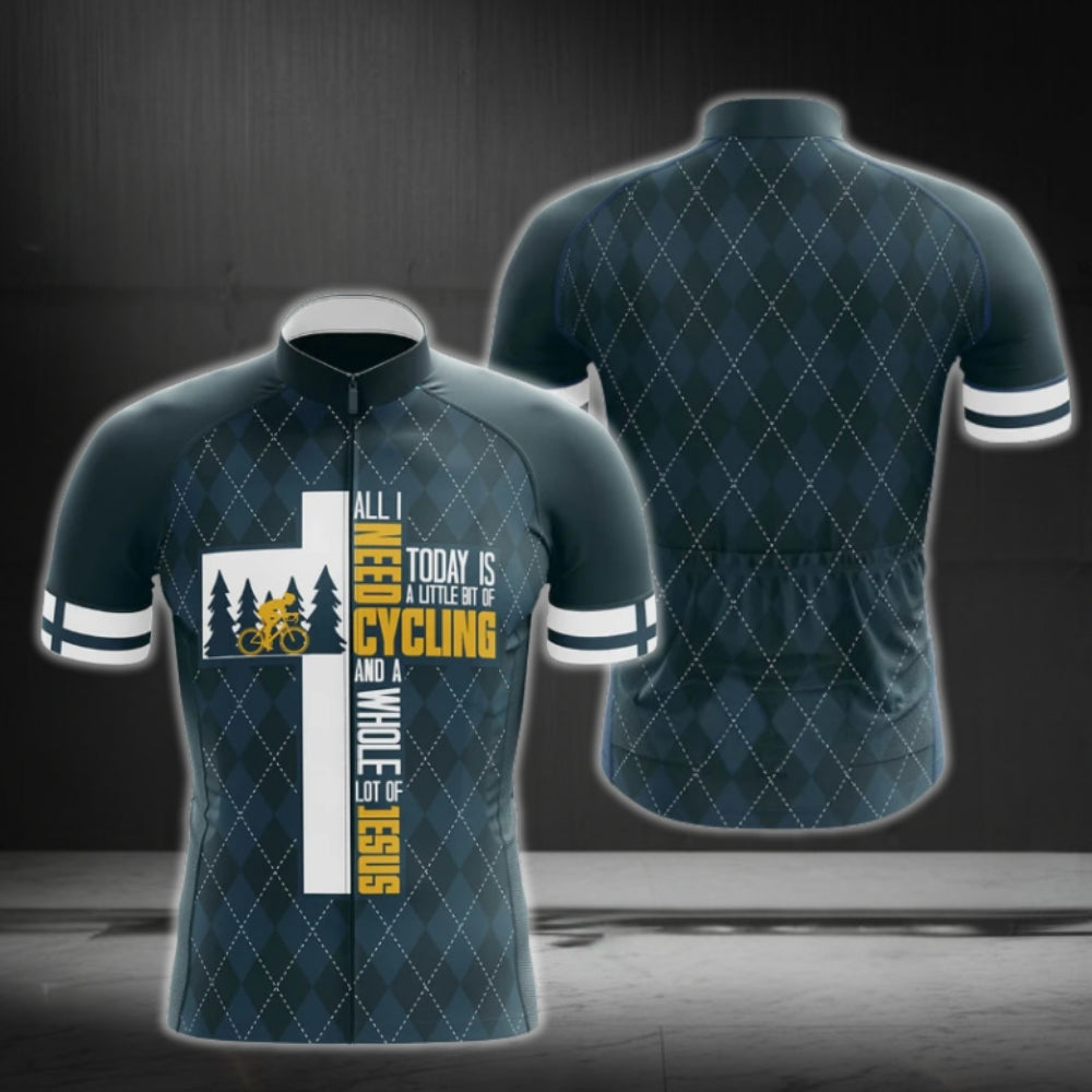 All I Need Today Is A Little Bit Of Cycling And A Whole Lot Of Jesus Men's Short Sleeve Cycling Jersey, Jesus Cycling Jersey CG0031