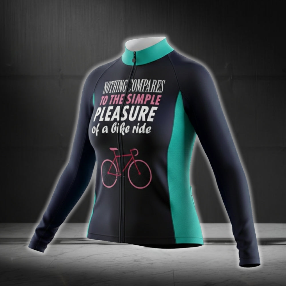 Nothing Compares To The Simple Pleasure Of A Bike Ride Womens Long Sleeve Cycling Jersey, Funny Cycling Jersey For Women CG0756