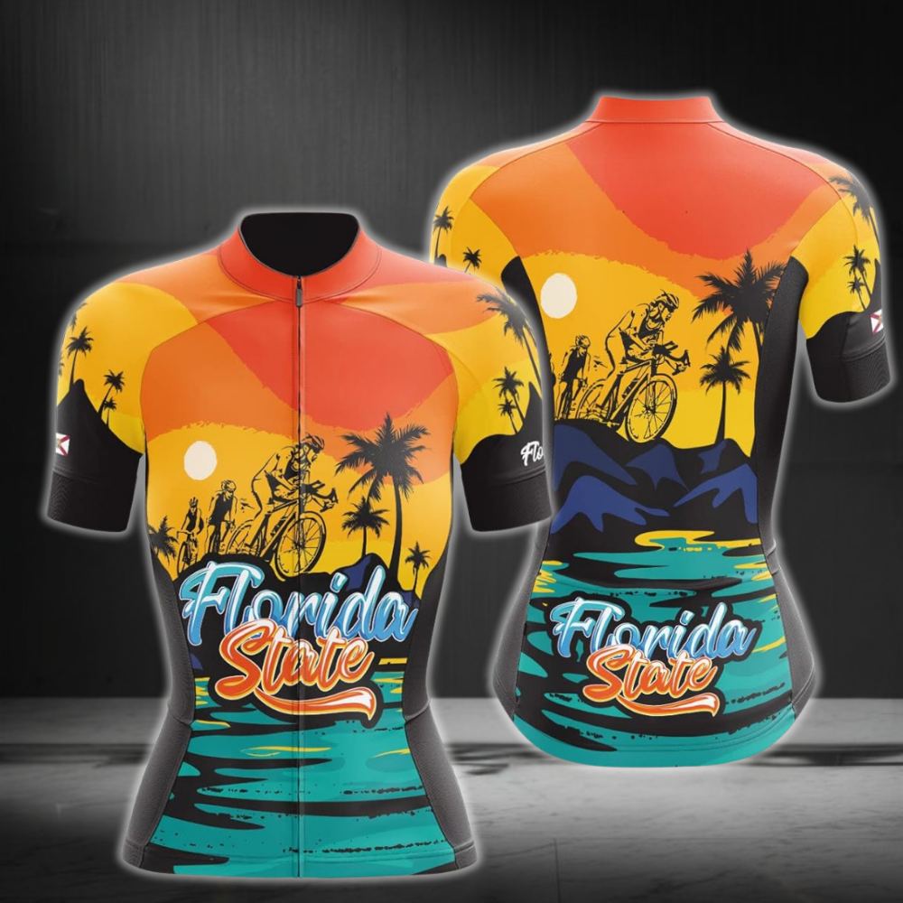 Florida State Women's Short Sleeve Cycling Jersey, Florida Cycling Jerseys For Ladies CZ0121
