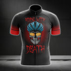 Riding With Death Men's Black Red Skull Cycling Short Sleeve Jersey, Skull Cycling Jerseys CG0179