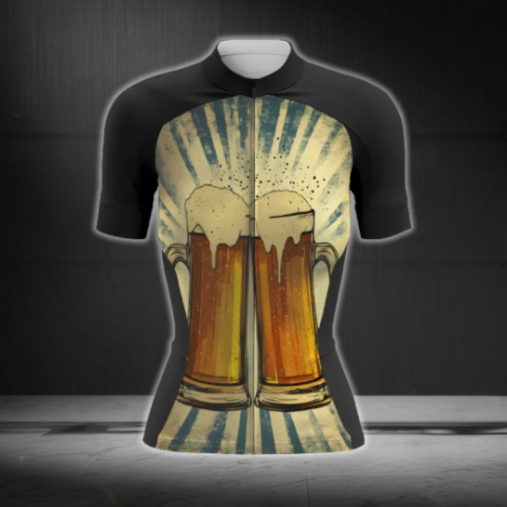 Retro Beer Cycling Short Sleeve Women's Jersey, Beer Cycling Jersey For Women CG0758
