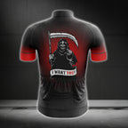 Riding With Death Men's Black Red Skull Cycling Short Sleeve Jersey, Skull Cycling Jerseys CG0179