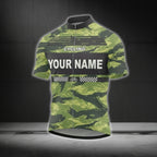 Custom Green Camo Cycling Short Sleeve Jersey Mens, Custom Camo Cycling Jerseys CG0525