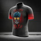 Riding With Death Men's Black Red Skull Cycling Short Sleeve Jersey, Skull Cycling Jerseys CG0179