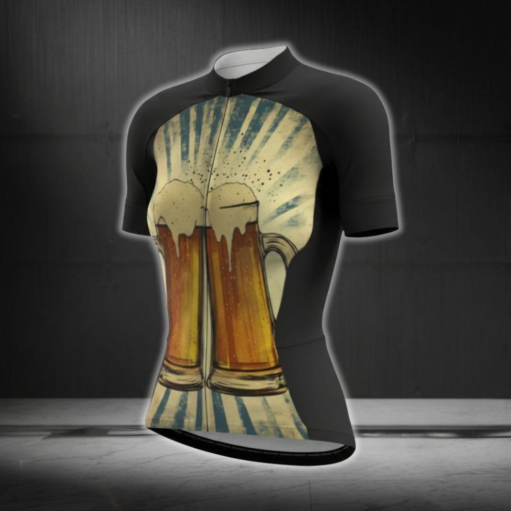 Retro Beer Cycling Short Sleeve Women's Jersey, Beer Cycling Jersey For Women CG0758