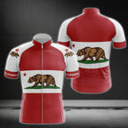 Bear California Flag Short Sleeve Cycling Jersey For Mens, California Cycling Jerseys CG0032