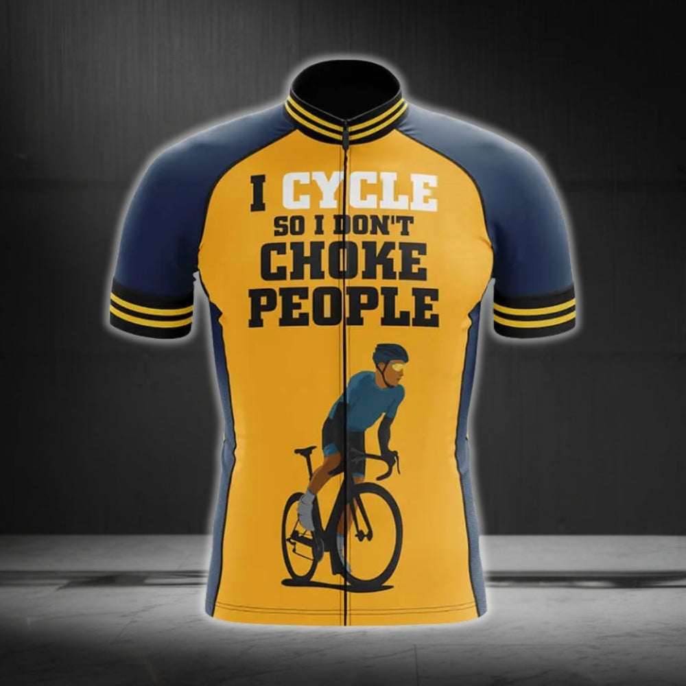 I Cycle So I Don't Choke People Short Sleeve Men's Cycling Jersey, Funny Cycling Jerseys CG0306