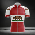 Bear California Flag Short Sleeve Cycling Jersey For Mens, California Cycling Jerseys CG0032
