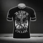 Blessed Cyclist Cross Cycling Short Sleeve Jersey For Men, Cross Christian Cycling Jerseys CG0528