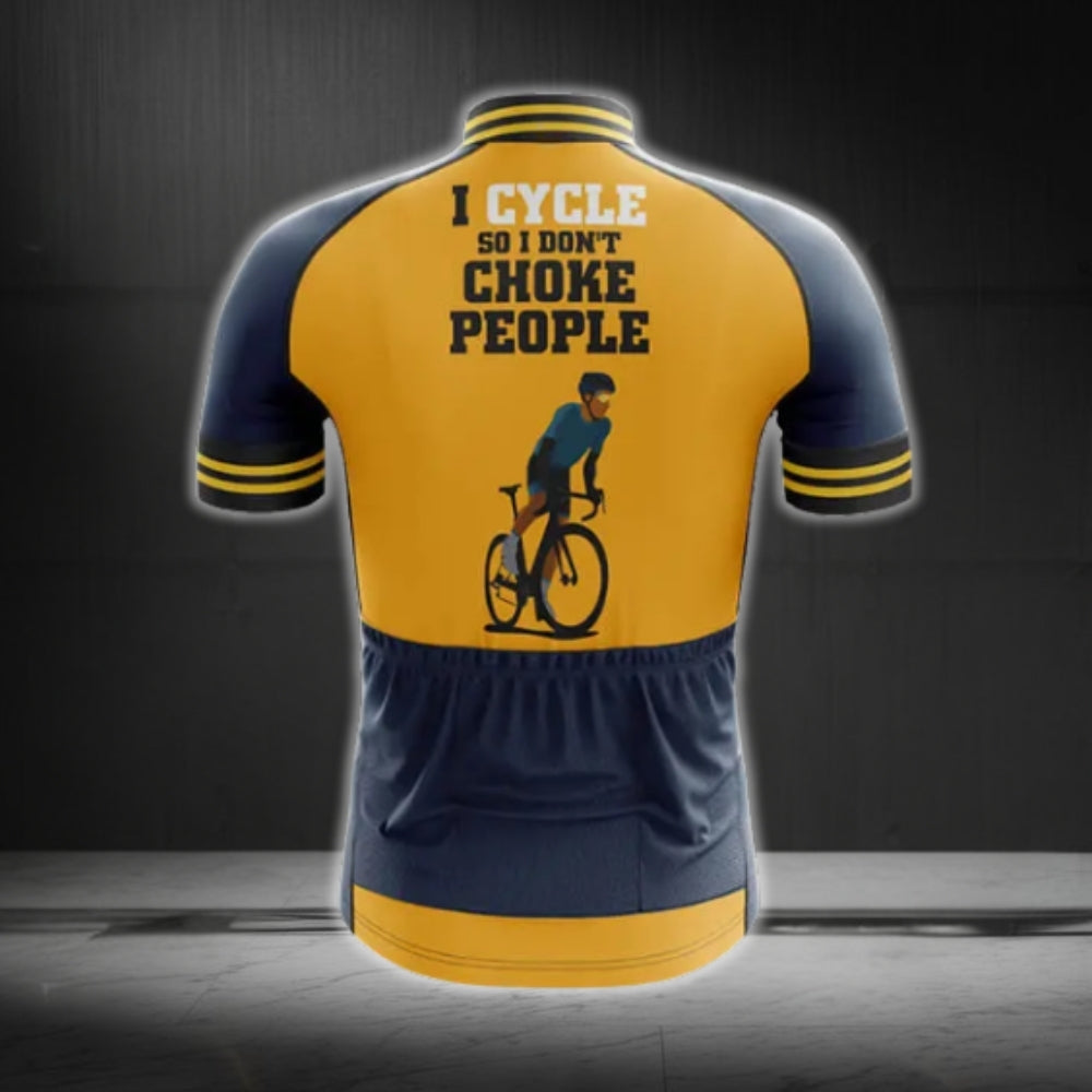 I Cycle So I Don't Choke People Short Sleeve Men's Cycling Jersey, Funny Cycling Jerseys CG0306