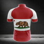 Bear California Flag Short Sleeve Cycling Jersey For Mens, California Cycling Jerseys CG0032