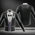 Tuxedo Black And White Long Sleeve Cycling Jersey For Men, Tuxedo Cycling Jerseys CG0722