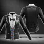 Tuxedo Black And White Long Sleeve Cycling Jersey For Men, Tuxedo Cycling Jerseys CG0722