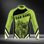 Custom Team Black And Lime Greem Cycling Long Sleeve Jersey For Men, Custom Cycling Jersey CZ0017