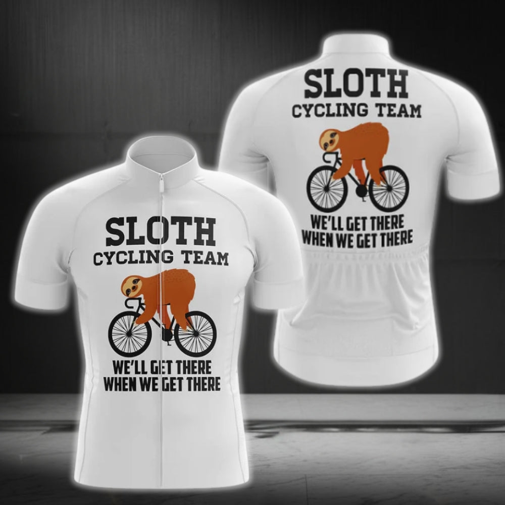 Sloth Cycling Team We'll Get There When We Get There Cycling Short Sleeve Jersey For Men, Funny Sloth Cycling Jerseys CG0079
