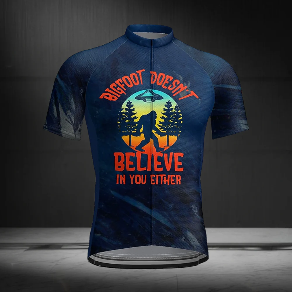 Bigfoot Doesn't Believe In You Either Short Sleeve Cycling Jersey For Men, Funny Sasquatch Cycling Jerseys CZ0154