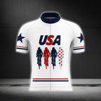 White Red Blue Men's Cycling Short Sleeve Jersey, Patriot Cycling Jersey CG0886