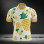 White And Yellow Pineapple Men Cycling Short Sleeve  Jersey, Pineapple Lovers Cycling Jerseys CG0456