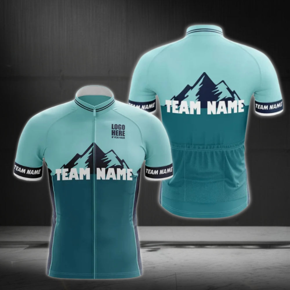 Men's Custom Teal Cycling Short Sleeve Jersey For Team, Custom Logo Cycling Jerseys CE0040
