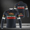 Custom California Bear Men's Black Cycling Long Sleeve Jersey, Custom California Cycling Jersey  CZ0046