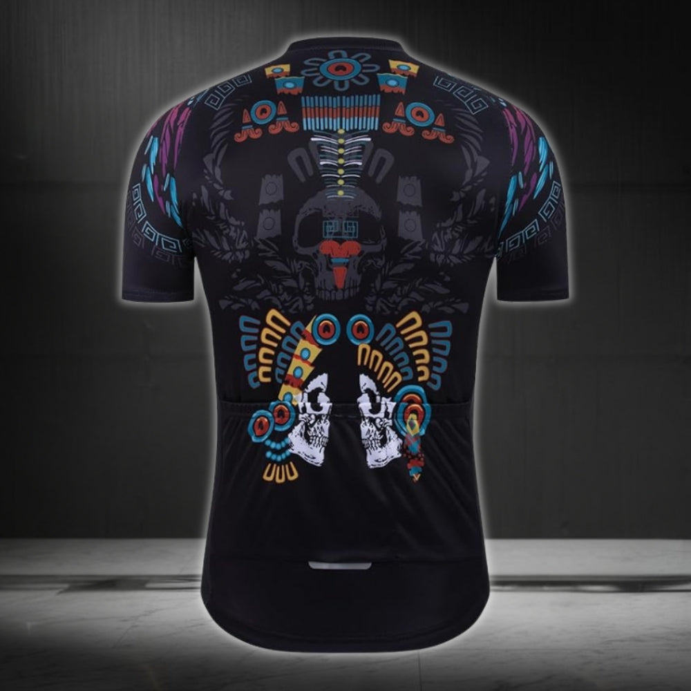 Men's Skull Mayan Cycling Jersey Short Sleeve, Skull Cycling Jerseys CZ0064