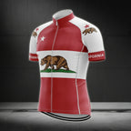 Bear California Flag Short Sleeve Cycling Jersey For Mens, California Cycling Jerseys CG0032
