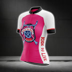 Live To Ride Women's Cycling Short Sleeve Jersey, White And Pink Cycling Jersey For Ladies CG0759