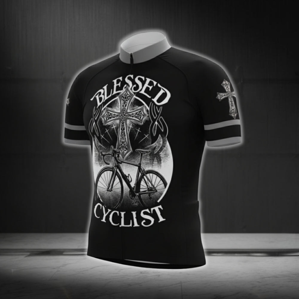 Blessed Cyclist Cross Cycling Short Sleeve Jersey For Men, Cross Christian Cycling Jerseys CG0528
