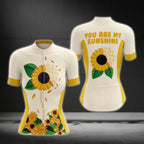 You Are My Sunshine Sunflower Short Sleeve Cycling Jersey Women, Sunflower Cycling Jersey For Ladies CG0407