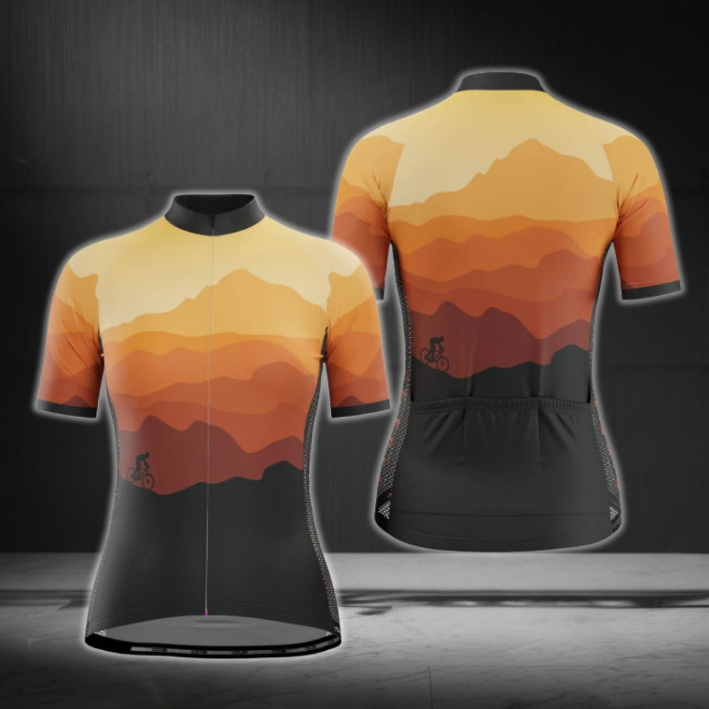 Women's Sunset Short Sleeve Cycling Jersey, Sunset Cycling Jerseys For Ladies CG0781