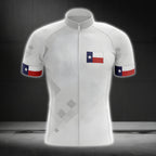 Texas Flag Men's White Cycling Short Sleeve Jersey, Texas State Cycling Jerseys CG0033