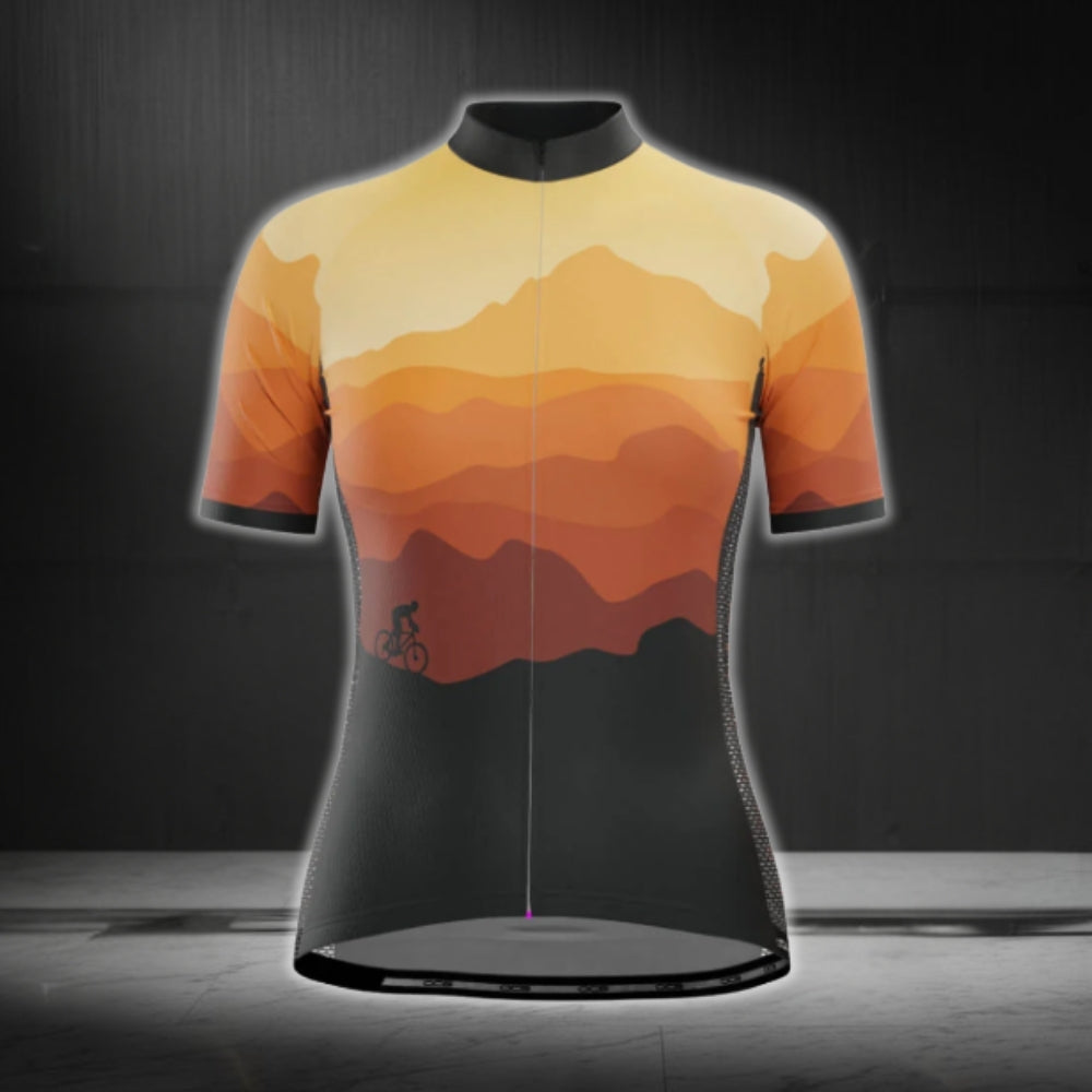 Women's Sunset Short Sleeve Cycling Jersey, Sunset Cycling Jerseys For Ladies CG0781