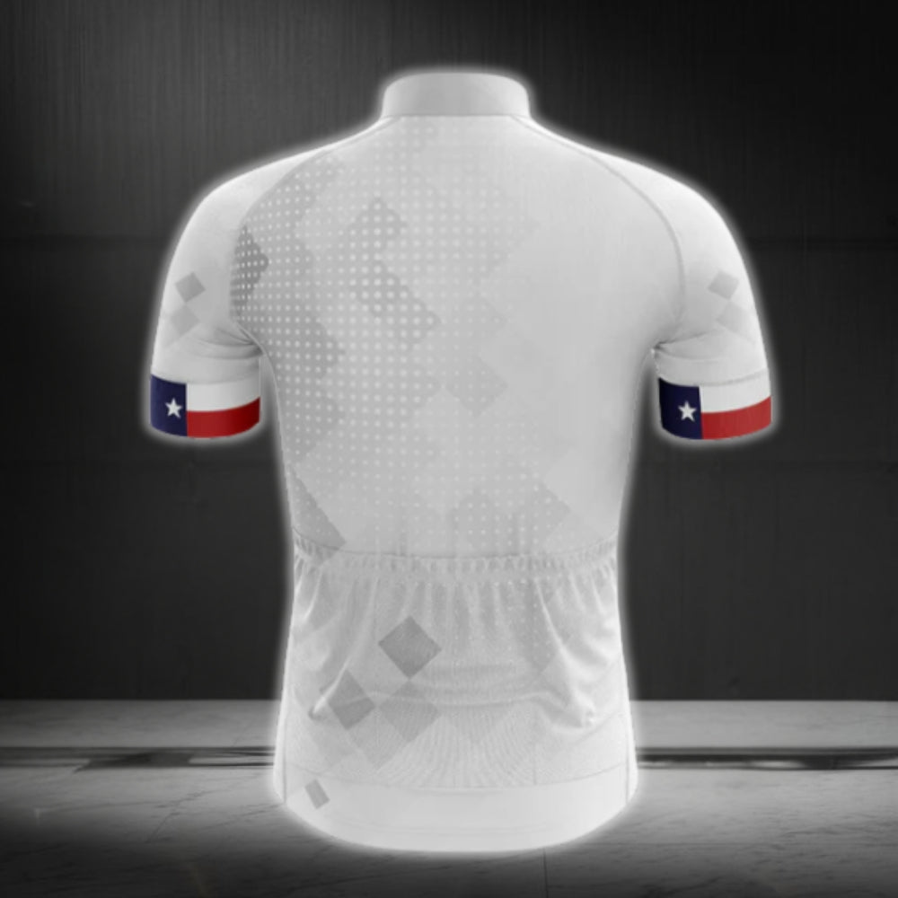 Texas Flag Men's White Cycling Short Sleeve Jersey, Texas State Cycling Jerseys CG0033