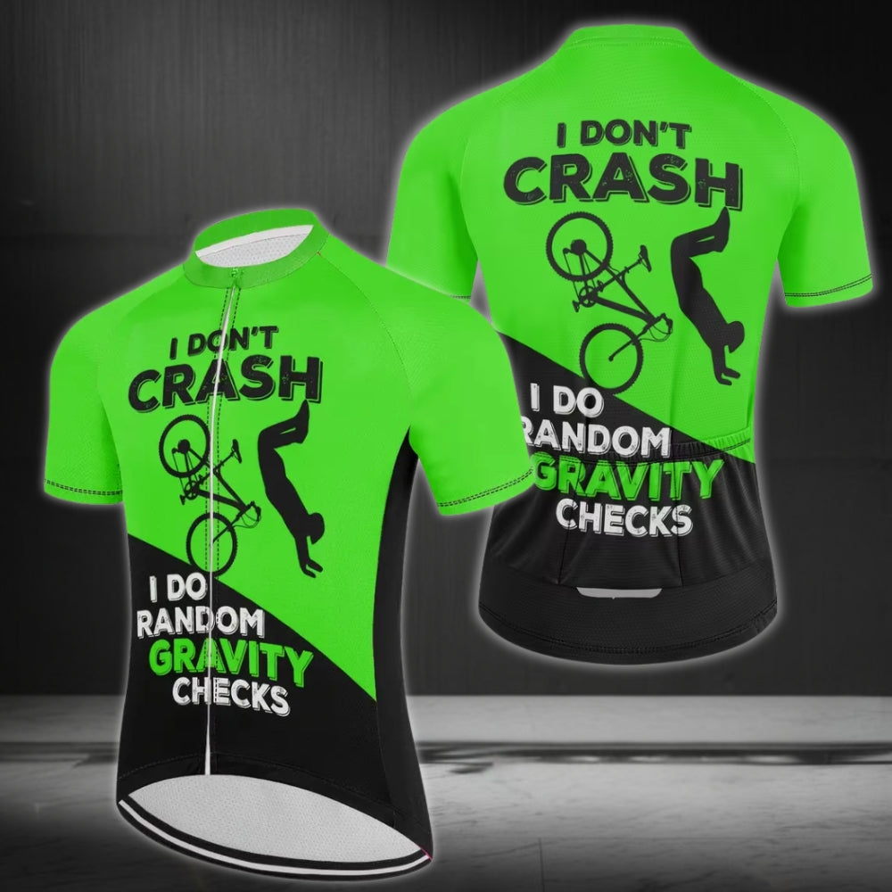 I Don't Crash I Do Random Gravity Checks Cycling Short Sleeve Jersey Men, Funny Cycling Jerseys For Mens CZ0065