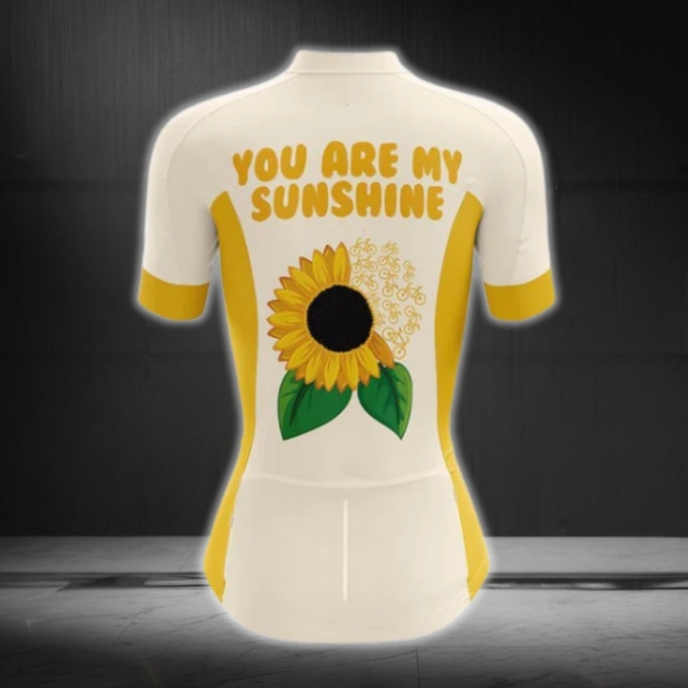 You Are My Sunshine Sunflower Short Sleeve Cycling Jersey Women, Sunflower Cycling Jersey For Ladies CG0407
