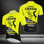 I Don't Crash I Do Random Gravity Checks Cycling Short Sleeve Jersey Men, Funny Cycling Jerseys For Mens CZ0065