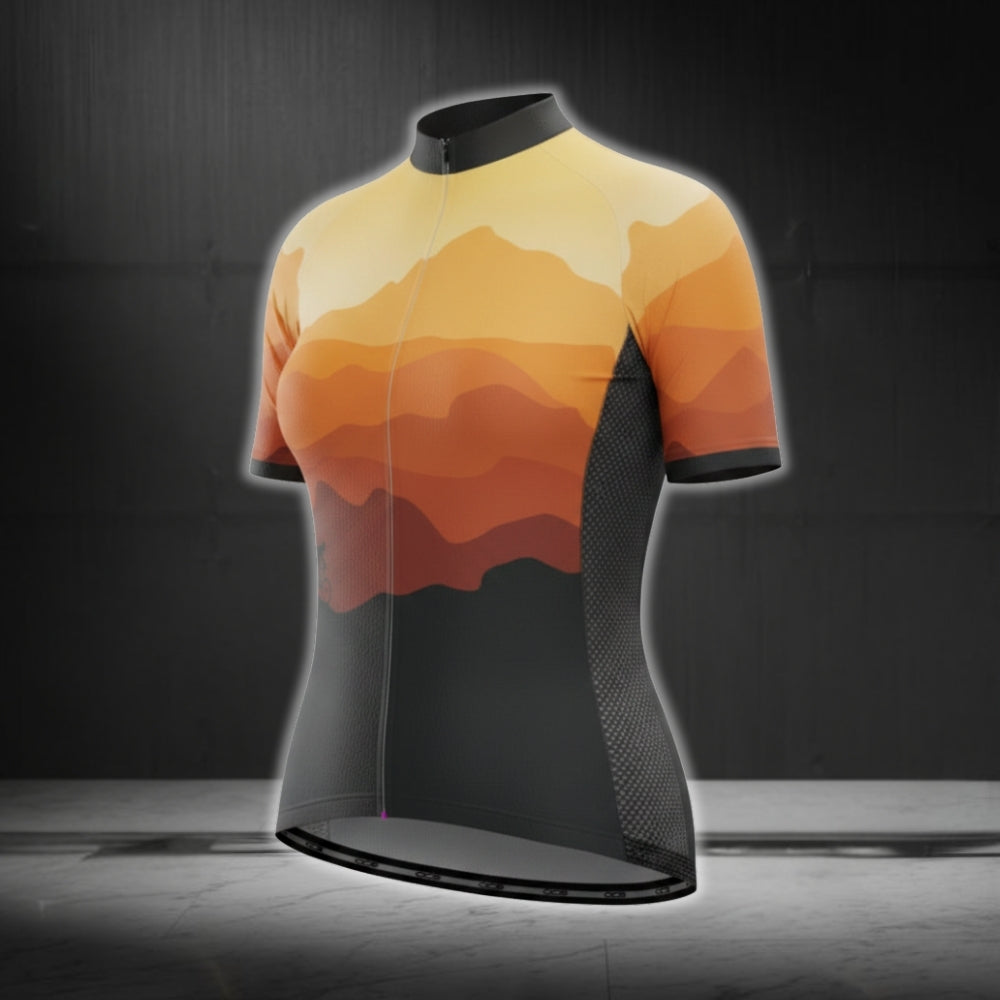 Women's Sunset Short Sleeve Cycling Jersey, Sunset Cycling Jerseys For Ladies CG0781