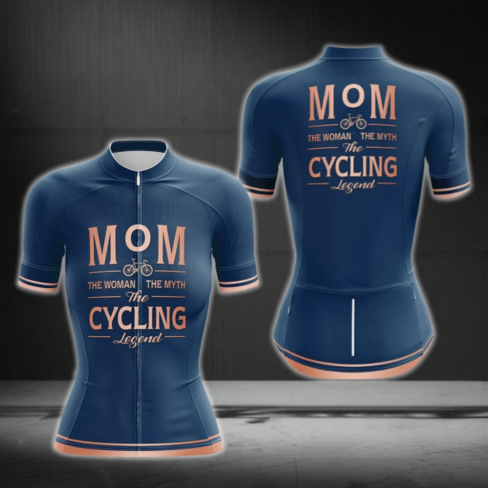 Mom The Woman The Myth The Cycling Legend Short Sleeve Cycling Jersey, Mom Cycling Jerseys For Mother's Day CG0308