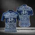 Bandana Blue White Cycling Short Sleeve Jersey For Men, Bandana Cycling Jerseys CG0782