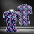 Women's Purple And Blue Flowers Cycling Short Sleeve Jersey, Floral Cycling Jerseys For Women CG0408