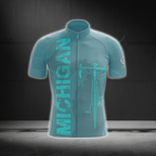 Michigan Cyan Cycling Short Sleeve Jersey For Men, Men's Michigan Cycling Jerseys CZ0124