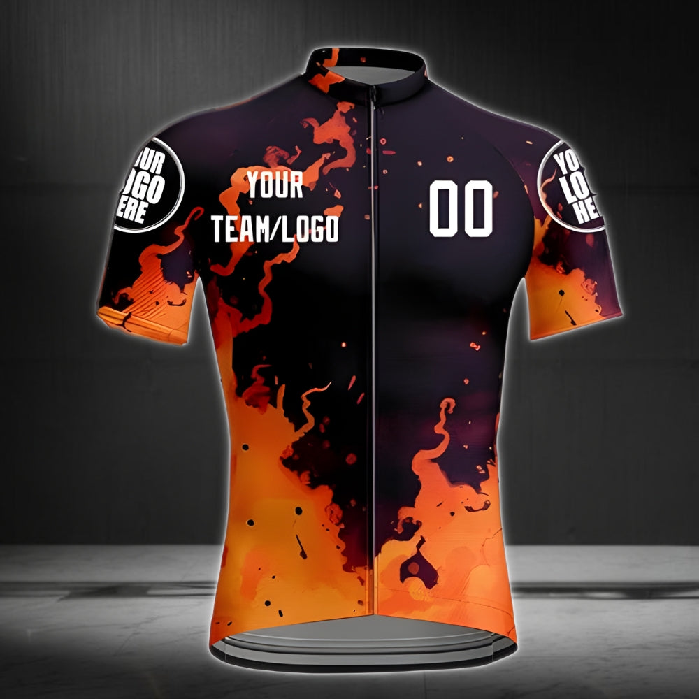 Custom Flame Short Sleeve Cycling Jersey With Logo For Mens, Men's Custom Team Cycling Jerseys CZ0067