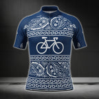 Bandana Blue White Cycling Short Sleeve Jersey For Men, Bandana Cycling Jerseys CG0782