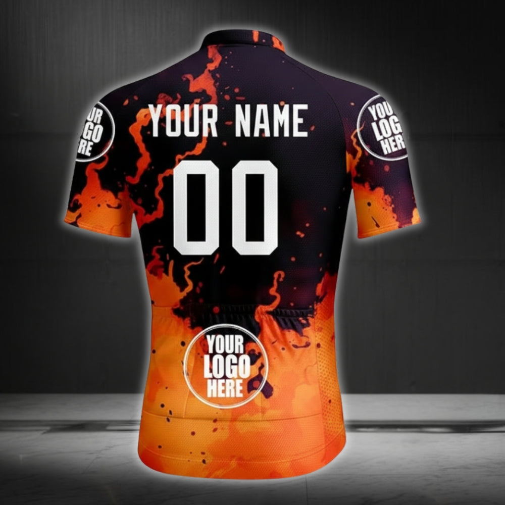 Custom Flame Short Sleeve Cycling Jersey With Logo For Mens, Men's Custom Team Cycling Jerseys CZ0067