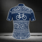 Bandana Blue White Cycling Short Sleeve Jersey For Men, Bandana Cycling Jerseys CG0782