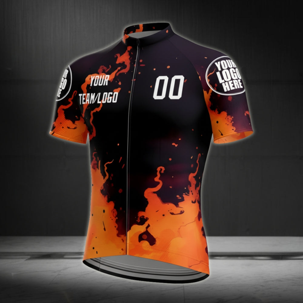 Custom Flame Short Sleeve Cycling Jersey With Logo For Mens, Men's Custom Team Cycling Jerseys CZ0067